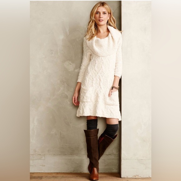 Sleeping on the snow Anthropologie Cowl Nexk Sweater Dress - Picture 3 of 14